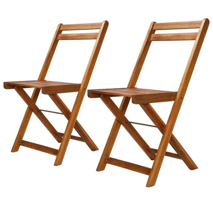 chaises de bistro d'extérieur - ikayaa - bois d'acacia massif - résistant aux intempéries - pliables