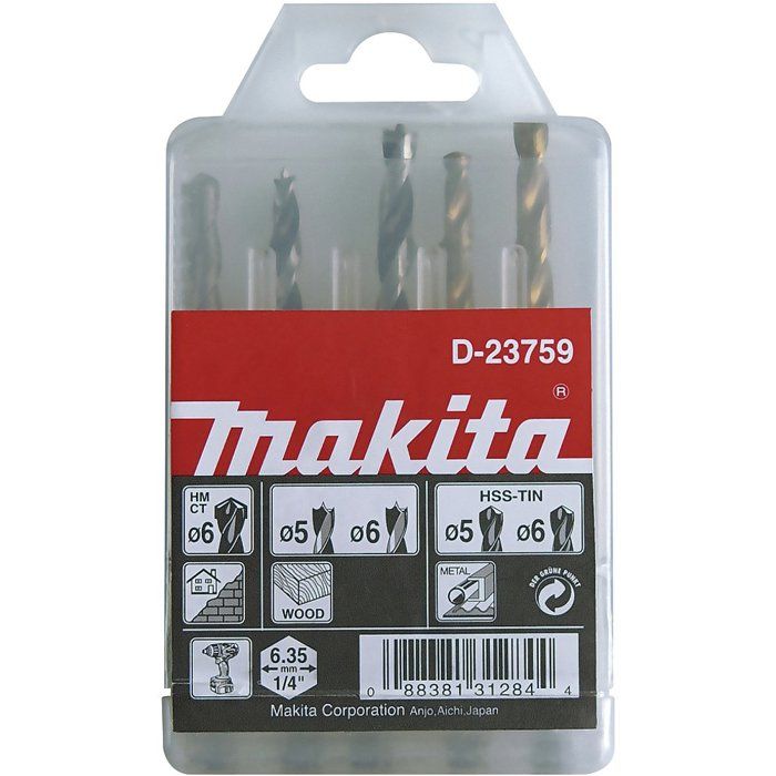 Forets Bois Makita D-23759 – Lot De 5, Mandrin Quick Change - vue 3