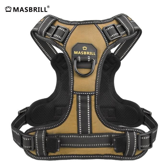 Comparer les prix de Harnais de Chien Anti Traction - MASBRILL - Marron - Taille S - Confortable et Réfléchissant