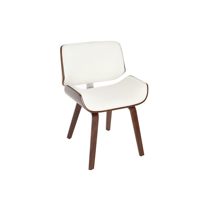Miliboo - Chaise design blanc et bois foncé noyer RUBBENS