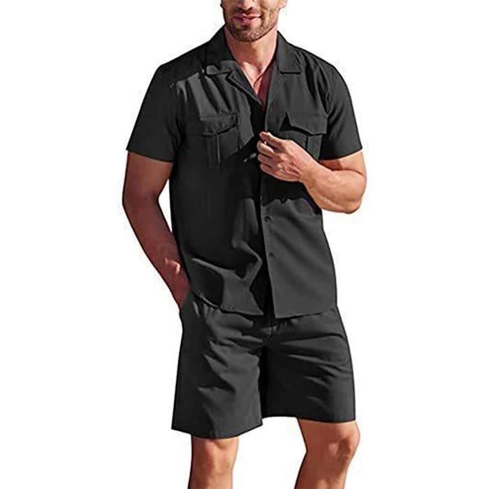 Ensemble Chemise Short En Lin Homme AUTREMENT Noir Polyester Decontractee
