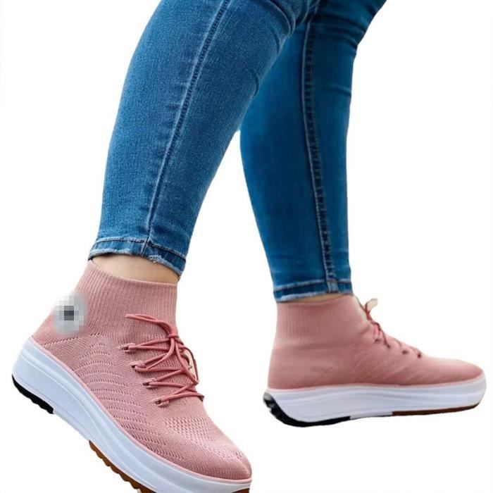 Baskets Plateforme Femme Chaussures Marche Femme Chaussures Sport