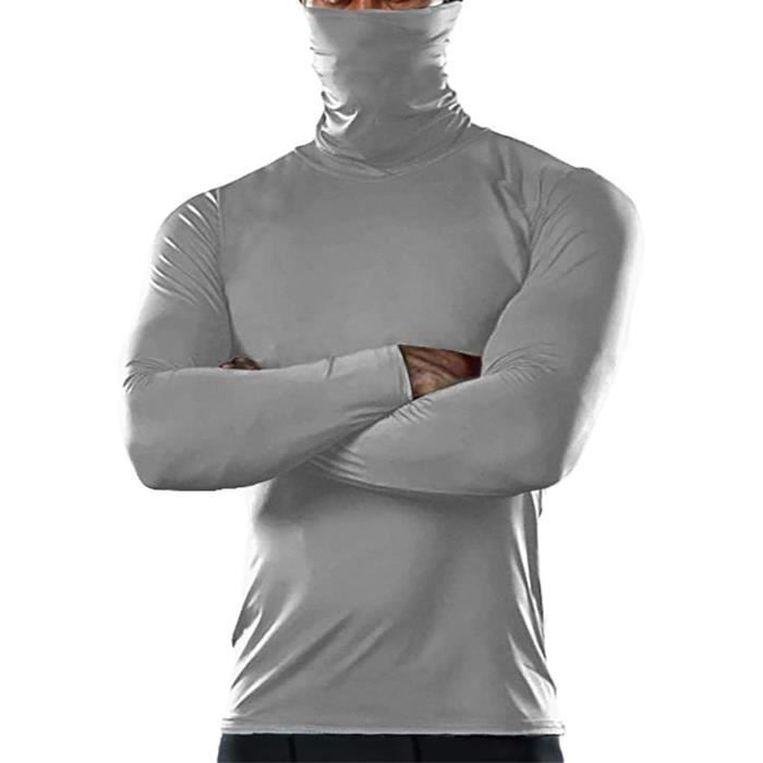 T-shirt homme col montant gris 