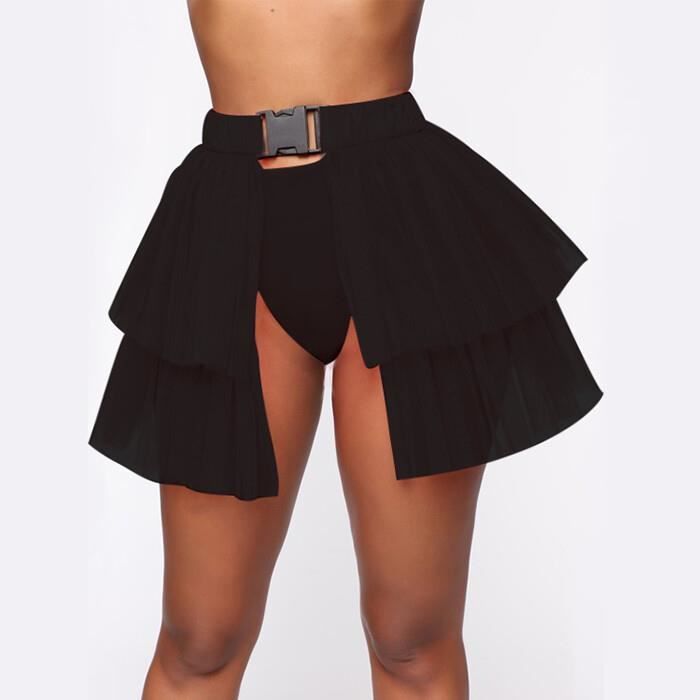 Mini jupe patchwork pliss e en maille pour femme jupe bulles