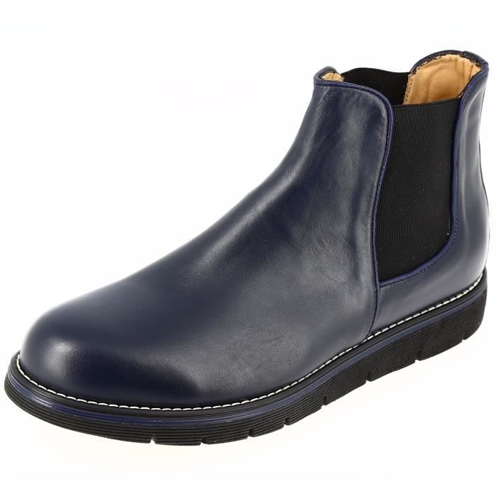 bottes homme cuir bleu marine