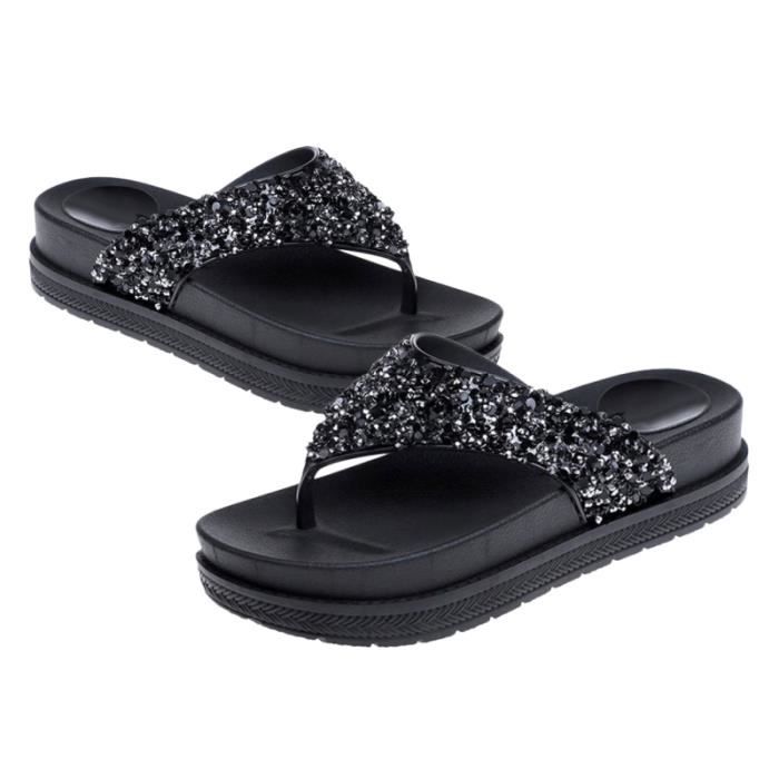 Sandales compensées paillettes clearance