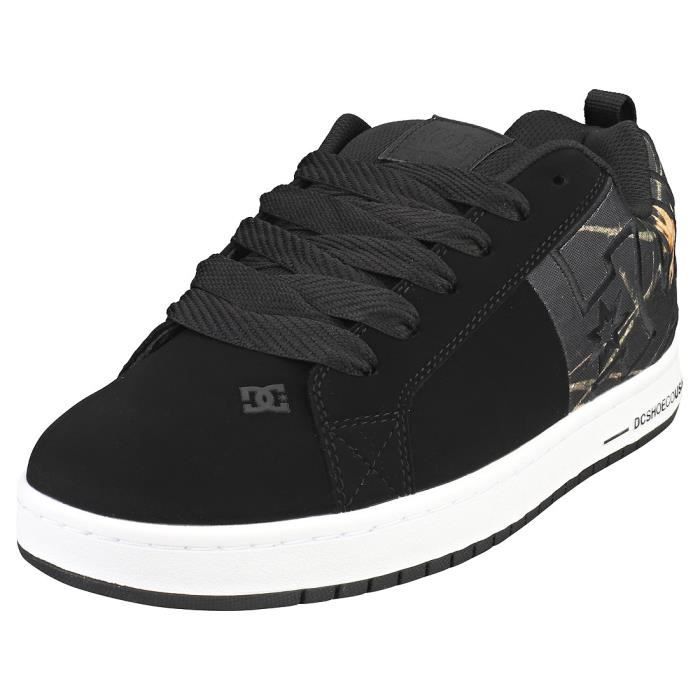 Baskets Homme DC Shoes COURT GRAFFIK SQ en Cuir Noir Blanc avec Lacets