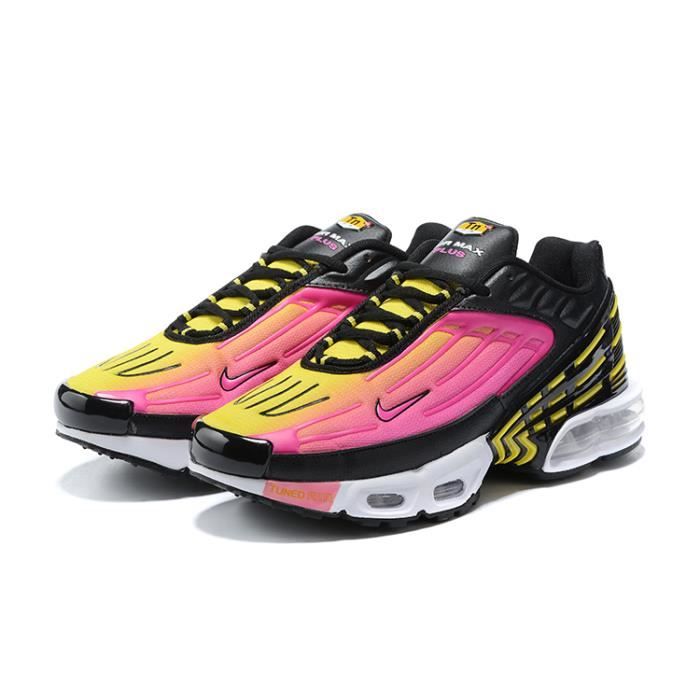 Baskets NIKEs AIRs TN PLUS Noir jaune-rose Chaussures de course pour hommes  - Cdiscount Sport