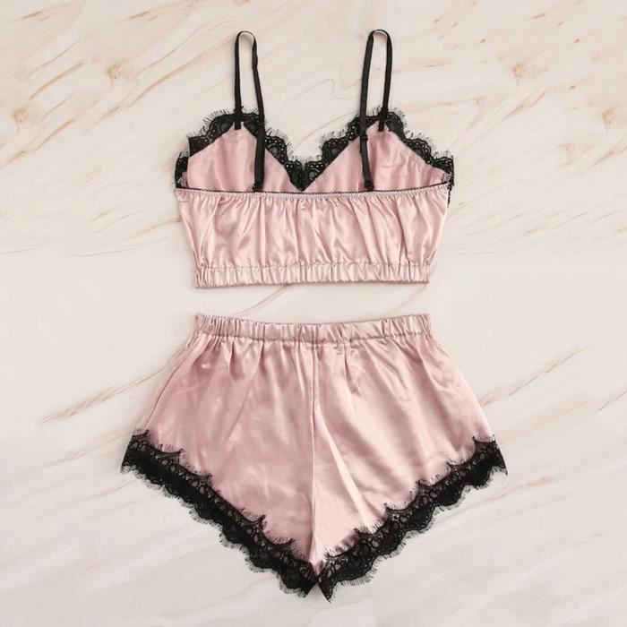 Ensemble Pyjama Court Été Femme Litherday - Short Et Gilet Sans Manches En Coton Doux Respirant