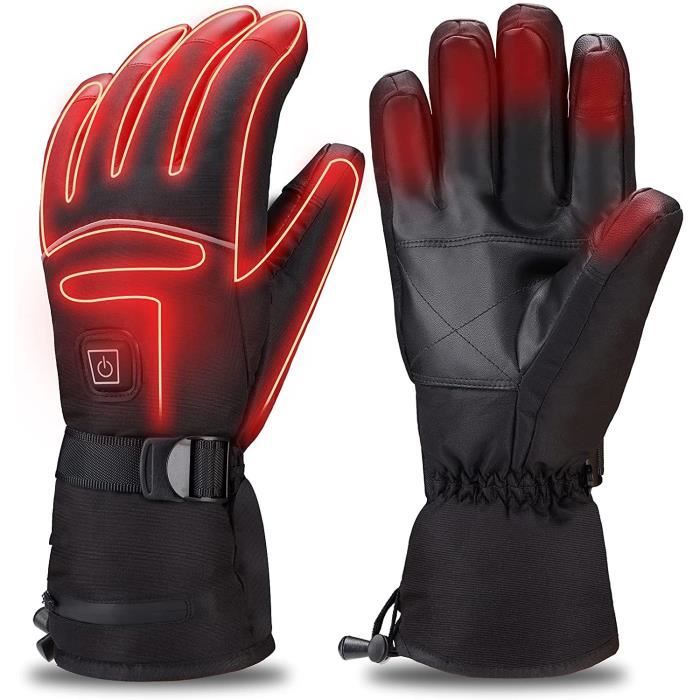 Gants Chauffant, 3.7V 4000mAh Batterie Rechargeable Gants Homme Femme,  Lavable Chauds d'hiver à écran Tactile, Adaptés à la Ski Moto