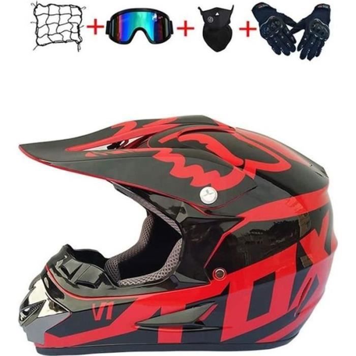 Casque Moto Enfant DOT - Kit Complet Avec Lunettes, Gants & Masque Pour BMX, Quad, Scooter