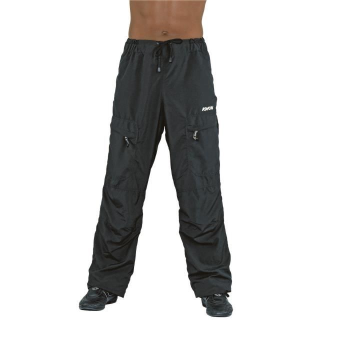 pantalon cargo noir kwon - homme - l - 100% microfibre veloutée - doublure filet - coupe ample décontractée