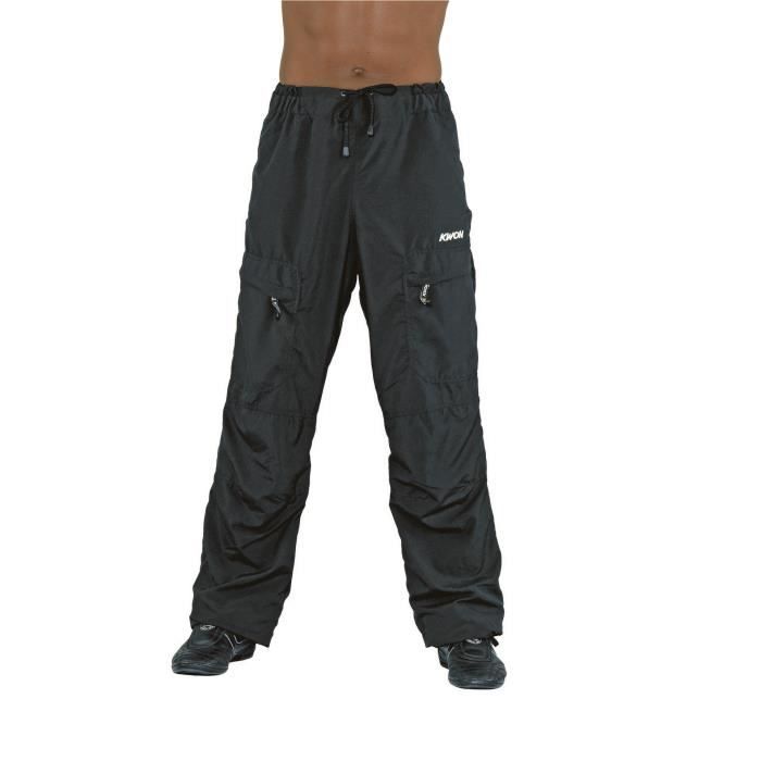 Pantalon cargo noir Kwon - Homme - L - 100% microfibre veloutée - Doublure filet - Coupe ample décontractée