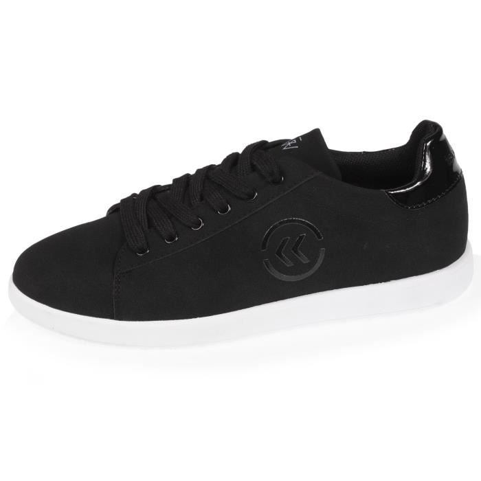 Baskets nubuck noir femme ISOTONER Isotoner Plat Adulte Synthetique Lacets Noir Cdiscount Chaussures
