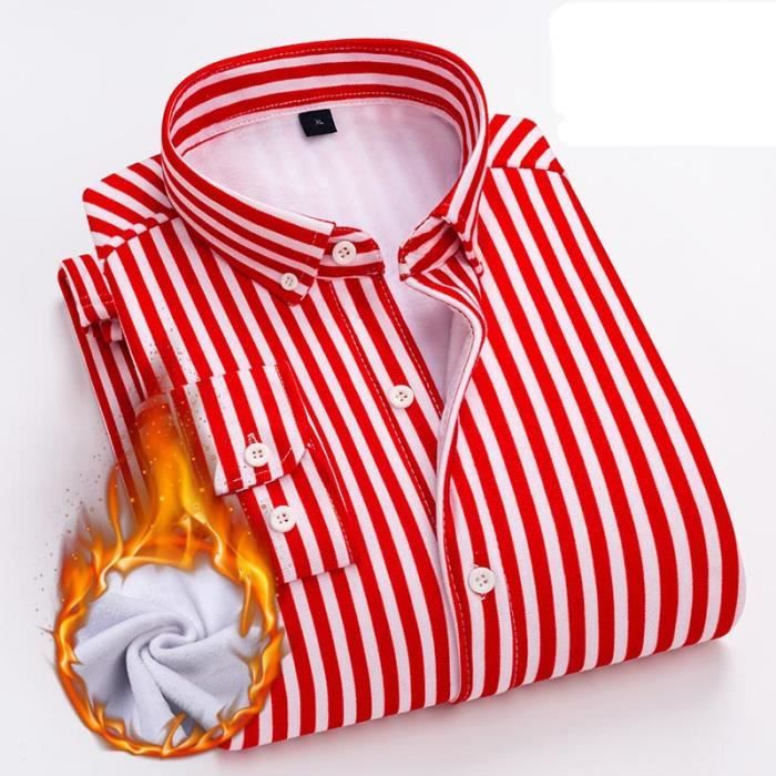 Chemise Deux Pièces Fausse à Revers Rayé Homme - Col V - Manches Longues - Pull Tendance Automne/Hiver