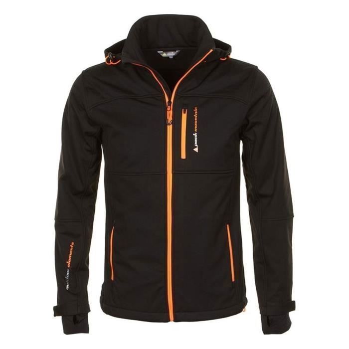 Veste Softshell enfant Peak Mountain Ecanne Noir Orange 3 ans Coupe vent et impermeable Noir orange Cdiscount Sport