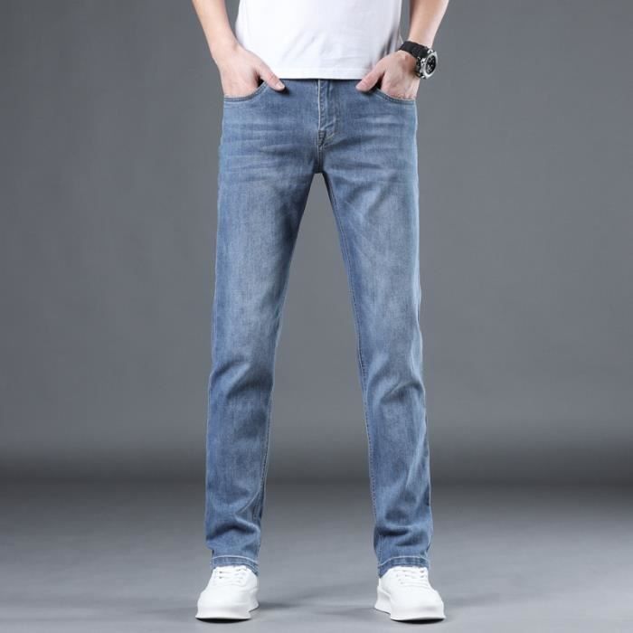 Pantalon en Jean Homme Slim INSFITY Coupe Droite Respirante Confortable Bleu Bleu Cdiscount Pret a Porter
