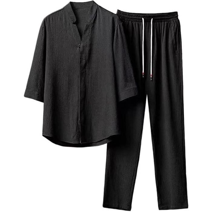 Ensemble Survêtement Homme 2 Pièces été - T-shirt Manches Courtes + Short élastique, Décontracté, Respirant