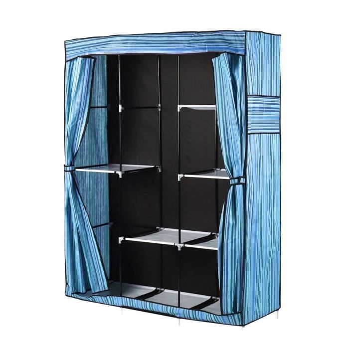Armoire Rangement Vetements Avec Housse En Tissu Non Tisse Double Portes 8 Seau Bleu Achat Vente Armoire De Chambre Armoire Rangement Vetements Cdiscount