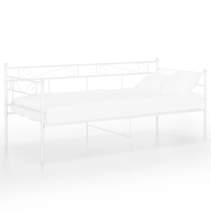 4257•idéal•90x200 cm•queen size:cadre de canapé-lit extensible lit gigogne lit banquette simple design confort blanc métal