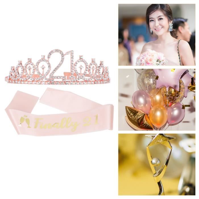 Set Diadème Et écharpe "Happy 17th Birthday" - Cadeau Anniversaire Fille 17 Ans, Or Rose - 8