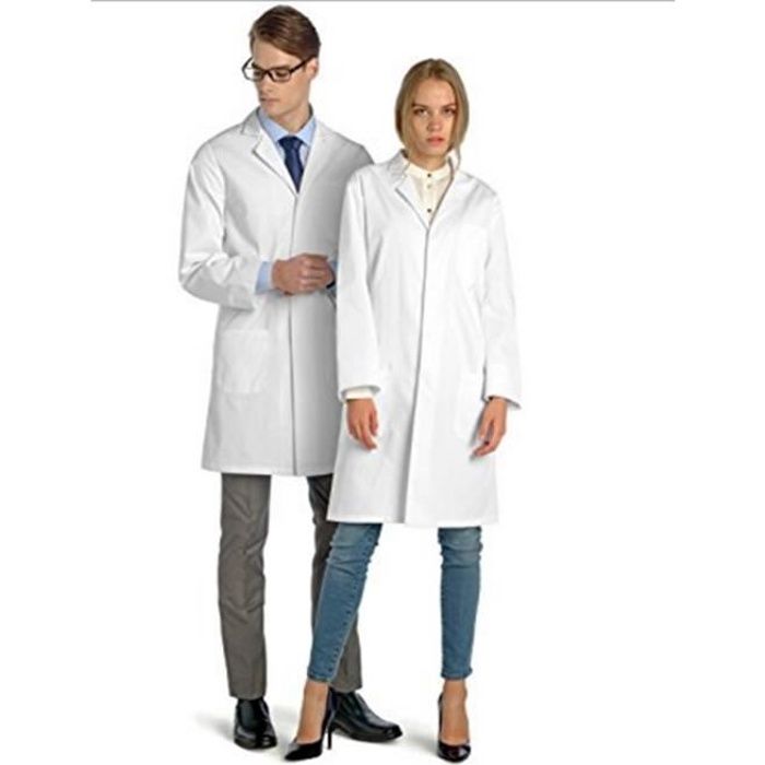 REMYCOO® Blouse blanche chimie étudiant,Blouse Blanche de Laboratoire Blouse blanche Vetement travail uniforme pour fille taille M