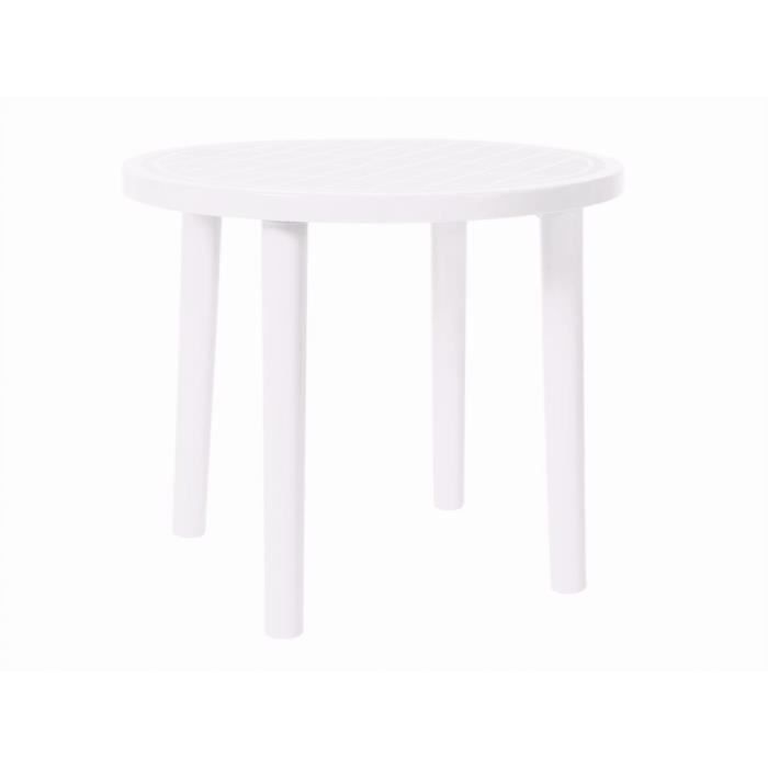 table de jardin exterieur resol - tossa - ronde - blanc - protection uv