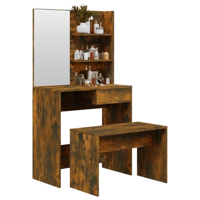 Coiffeuse - GAROSA - Chêne Sonoma - 74,5x40x141 cm - Avec miroir et