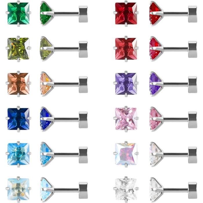 Lot De 2 Boucles D'Oreilles à Tige En Acier Inoxydable - Or Et Noir - Épaisseur 1,2 Mm - Largeur 10 Mm