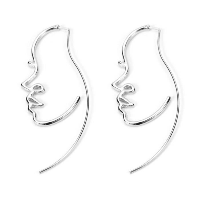 Para Boucles D Oreilles Creatives Abstrait Contour Du Visage Minimaliste Design Elegant Bijoux Argent Silver Argent Silver Achat Vente Boucle D Oreille Para Boucles D Oreilles