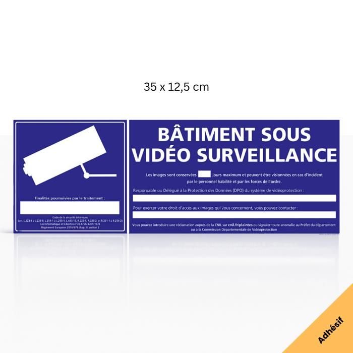 Panneaux Alarme Vidéo Surveillance 24h/24 - Lot De 4 Autocollants - 75x105mm - Signalétique.biz