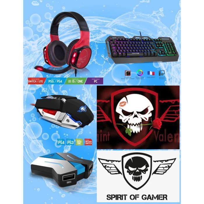 Pack GAMER PRO ULTIMATE MKH5 RGB + CLAVIER RGB + TAPIS RGB + CROSSGAME convertisseur consoles NINTENDO SWITCH / PS4 XB - vue 6