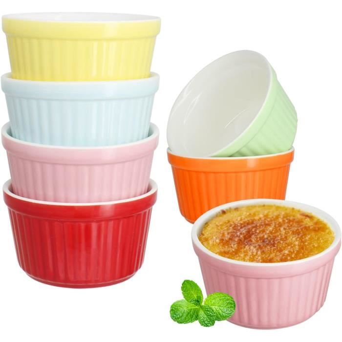 Lot De 8 Ramequins En Porcelaine – Motif Floral Vert/jaune – Style Traditionnel – Occasion