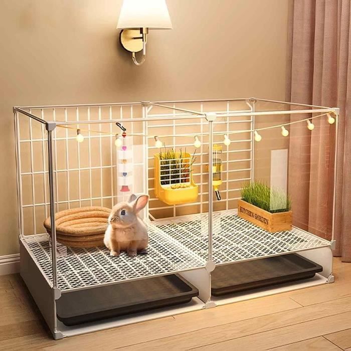 Enclos Lapin Interieur, Parc Lapin, Cage pour Petit Animaux, Design Ornemental Transparent, avec