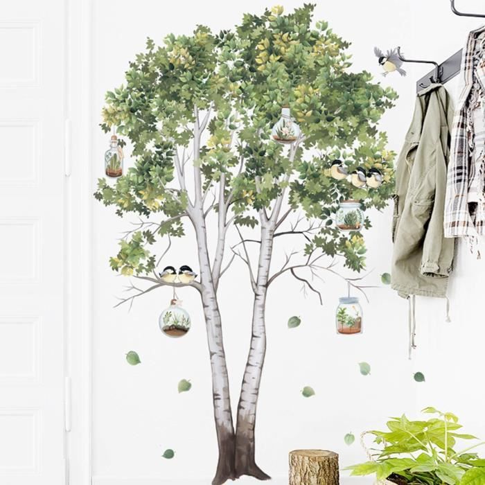 Autocollant Mural 3D Bonsaï PVC Amovible - Plantes Vertes Florales Pour Salon Et Chambre
