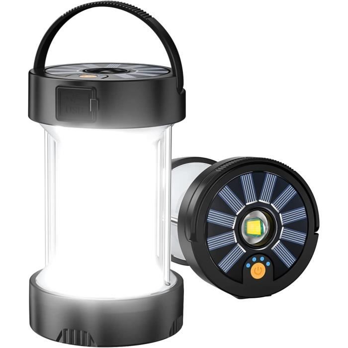 Lampe LED Camping Rechargeable - Lanterne Portable Blanc/Jaune | Pour Tente, Chambre, Urgence