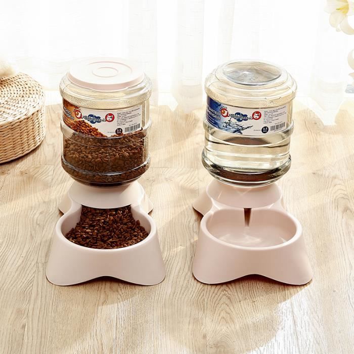 Comparer les prix de 2 pcs Distributeur D'Aliment pour Chien Chat Distributeur de Nourriture Croquettes et réserve d'eau 31.5x21.5x33.5cm