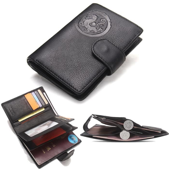 Porte Cartes Portefeuille Homme Femme Sac De Passeport Cuir Veritable Pochette De Carte D Identite Permis De Conduire Credit Monnaie Cdiscount Bagagerie Maroquinerie