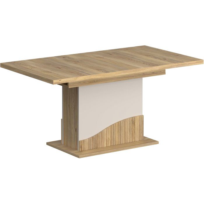 Table à manger - POEM - Extensible - Rectangulaire - Sable / Chêne - 8 personnes - 160-200 x 90 x 76 cm