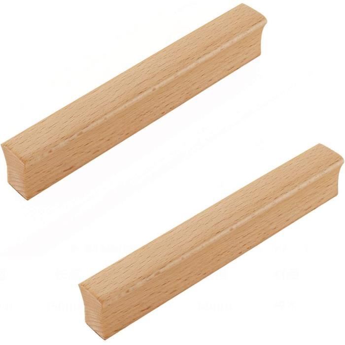 COTBY Lot De 2 Poignées En Bois Pour Meubles De Meuble De Cuisine Pour Commode, Tiroir, Armoire, Armoire De Salle De Bain (Distance Des Trous 96 Mm) (Distance Des Trous 128 Mm