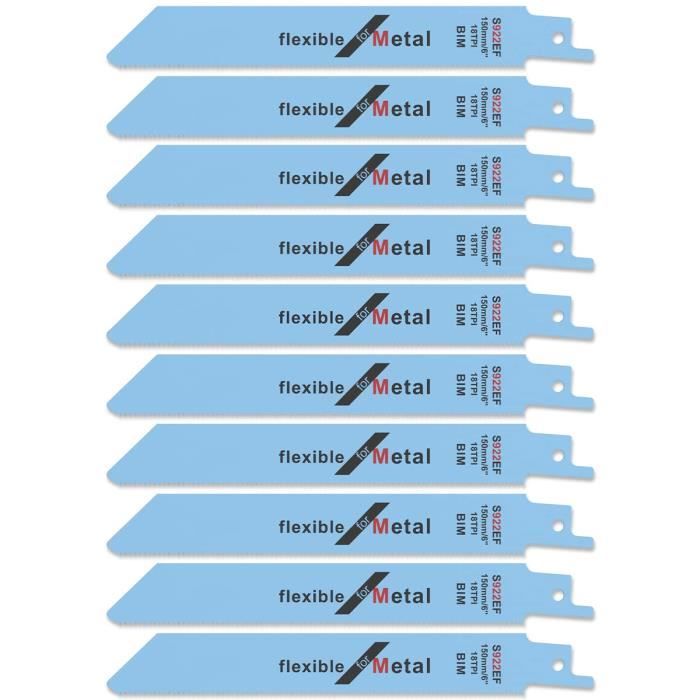 Lot 10 Lames Scie Sabre Bois Plastique Métal - Compatibles Bosch Dewalt Makita Milwaukee