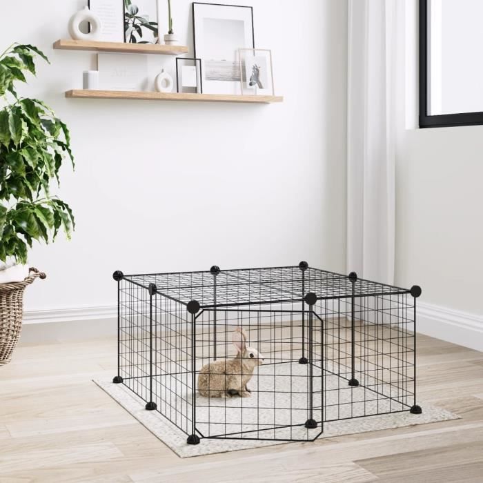 Comparer les prix de 3114051  vidaXL Cage animaux de compagnie à 12 panneaux et porte Noir 35x35 cm