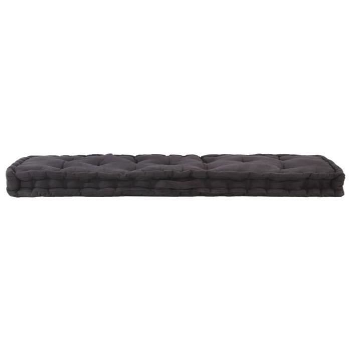 Coussin de plancher de palette Coton 120x40x7 cm Noir YIN