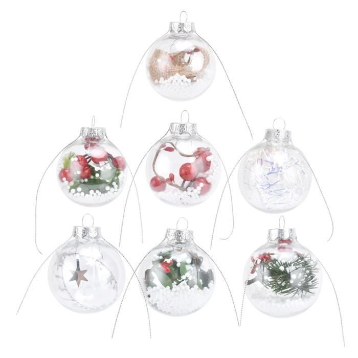 Vvikizy Boule de Noël en plastique transparent Boule d'ornement de noël