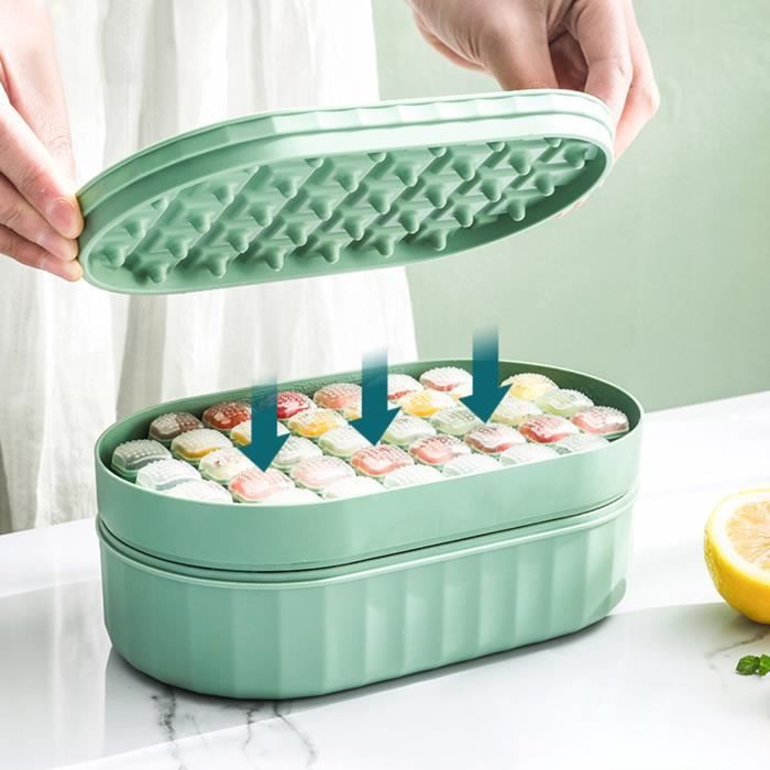 Bac À Glaçons Avec Couvercle,Bac À Glaçons Empilable Flexible Et Gratuit-Bacs À Glaçons Pour