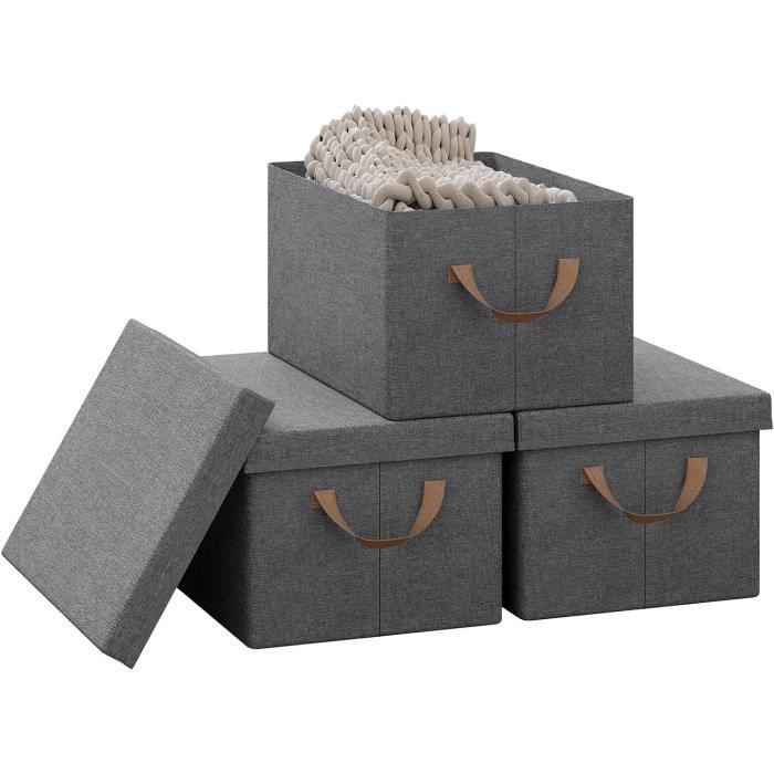 8 Boîtes De Rangement Cubes Pliables Gris Clair – Avec étiquettes – Empilables Pour Vêtements, Jouets, Chaussures