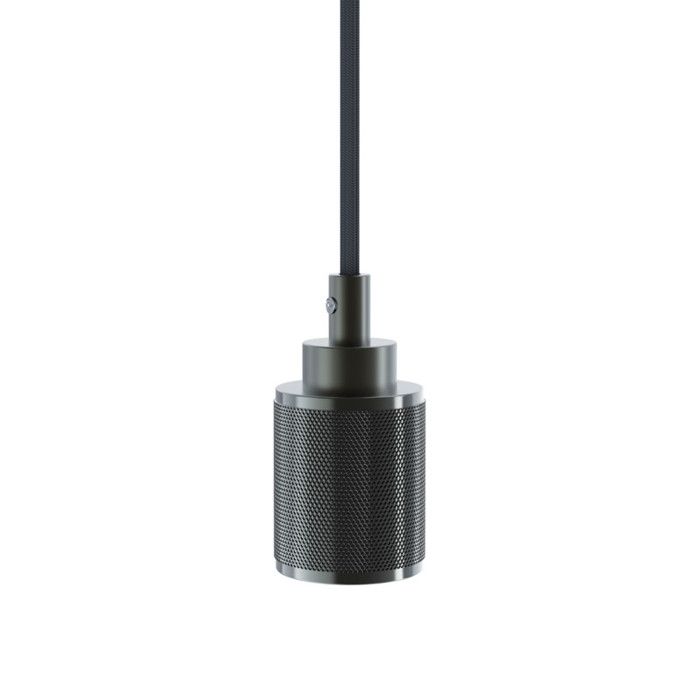 Suspension à douille en aluminium finition pointes de diamant argentées culot E27 Suspension à douille en aluminium finition pointes de diamant argentées culot E27
