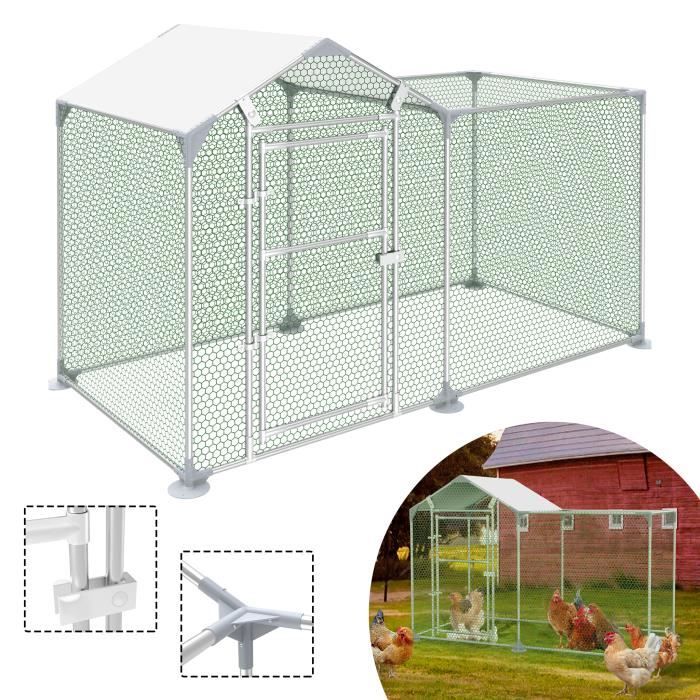 Meilleurs prix pour XMTECH Enclos poulailler, 2 m² parc grillagé 2x1x1,4 m Acier galvanisé, Poulailler d'extérieur