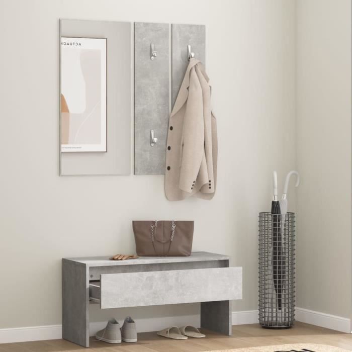 yosoo bancs coffres - ensemble de meubles de couloir gris béton bois d'ingénierie - yos7734920189844 - fhe