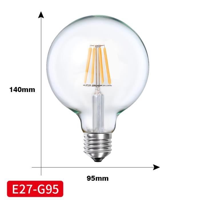 AMPOULE LED,G95 E276WWarm WhiteAmpoule Led Rétro Edison En Verre